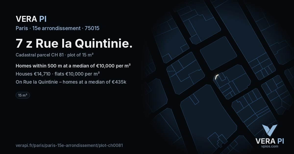 7 z Rue la Quintinie, 15e arrondissement at night – the plot lit, the parcels around coloured by the prices near them