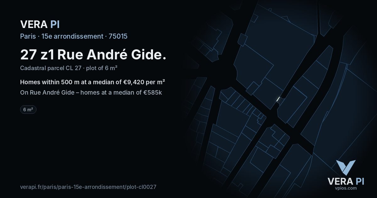 27 z1 Rue André Gide, 15e arrondissement at night – the plot lit, the parcels around coloured by the prices near them