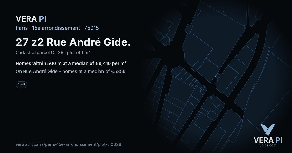 27 z2 Rue André Gide, 15e arrondissement at night – the plot lit, the parcels around coloured by the prices near them