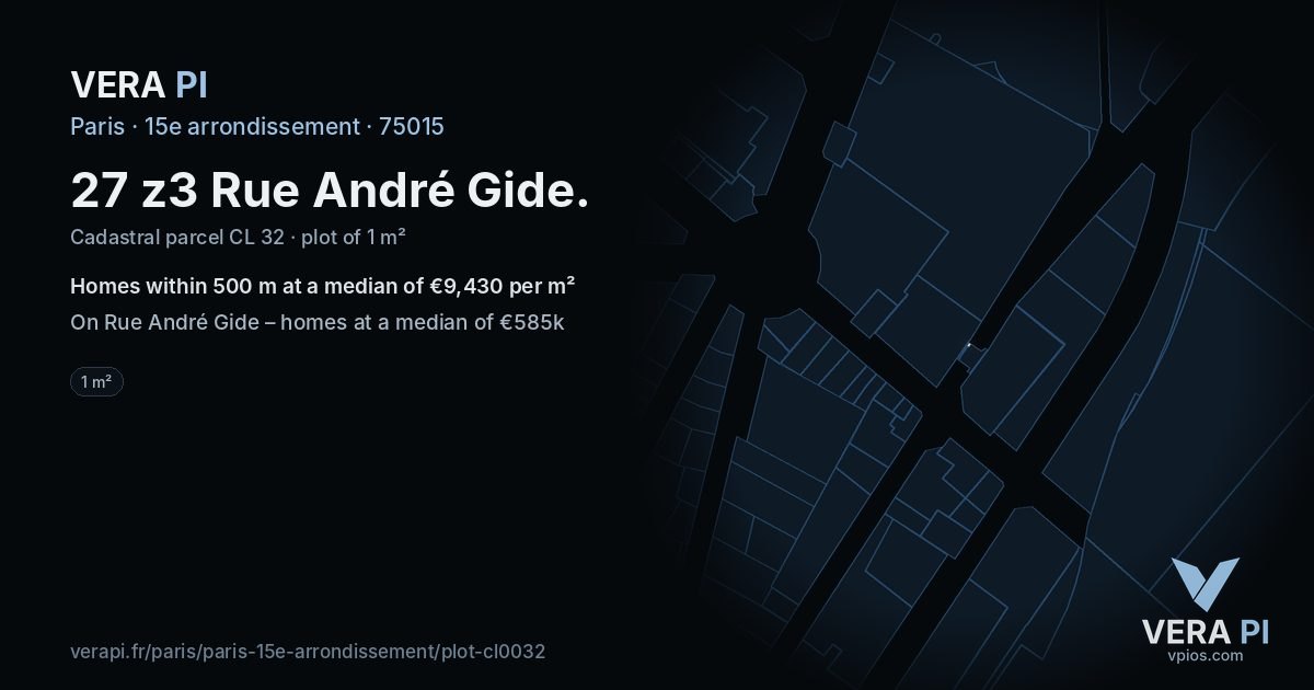27 z3 Rue André Gide, 15e arrondissement at night – the plot lit, the parcels around coloured by the prices near them