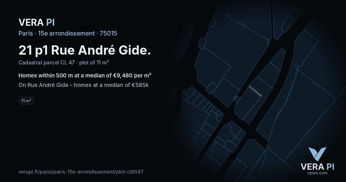 21 p1 Rue André Gide, 15e arrondissement at night – the plot lit, the parcels around coloured by the prices near them