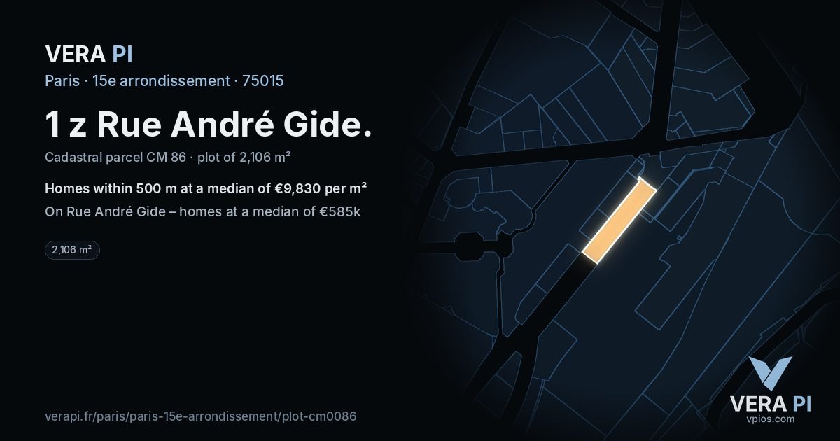 1 z Rue André Gide, 15e arrondissement at night – the plot lit, the parcels around coloured by the prices near them