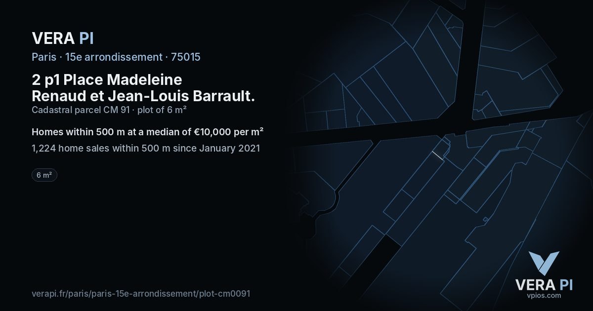 2 p1 Place Madeleine Renaud et Jean-Louis Barrault, 15e arrondissement at night – the plot lit, the parcels around coloured by the prices near them