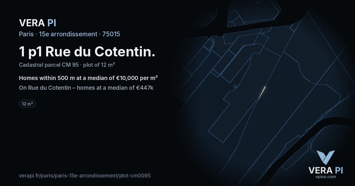 1 p1 Rue du Cotentin, 15e arrondissement at night – the plot lit, the parcels around coloured by the prices near them