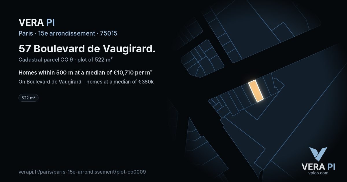 57 Boulevard de Vaugirard, 15e arrondissement at night – the plot lit, the parcels around coloured by the prices near them