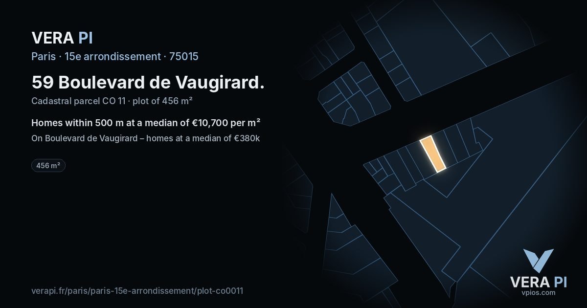 59 Boulevard de Vaugirard, 15e arrondissement at night – the plot lit, the parcels around coloured by the prices near them