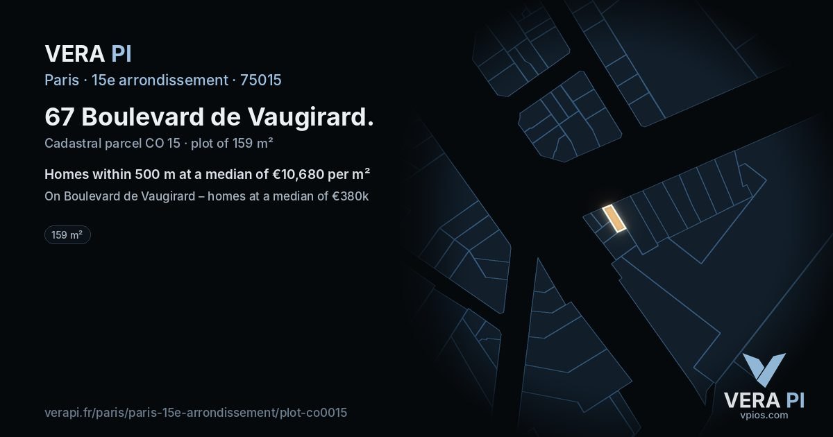 67 Boulevard de Vaugirard, 15e arrondissement at night – the plot lit, the parcels around coloured by the prices near them