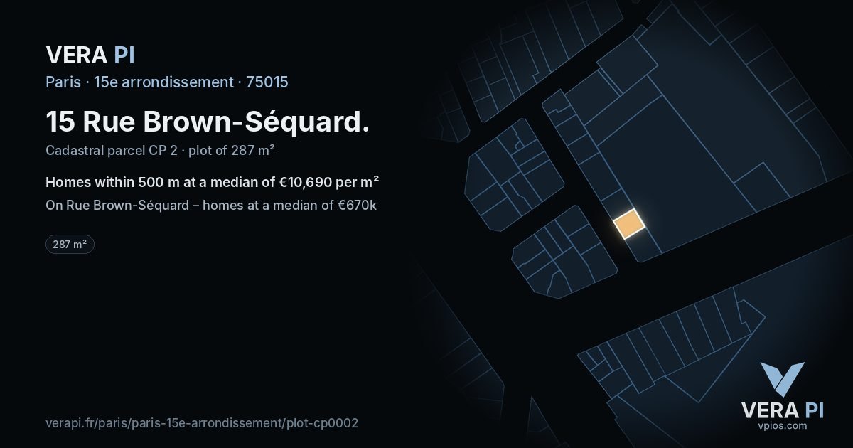 15 Rue Brown-Séquard, 15e arrondissement at night – the plot lit, the parcels around coloured by the prices near them