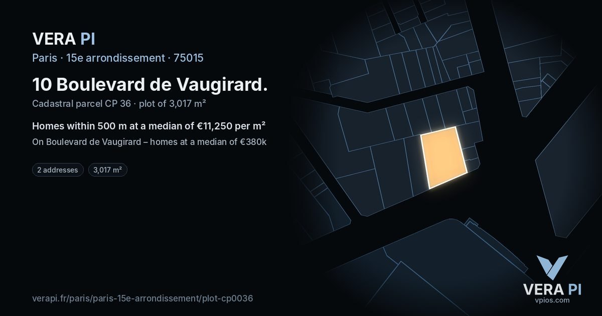 10 Boulevard de Vaugirard, 15e arrondissement at night – the plot lit, the parcels around coloured by the prices near them