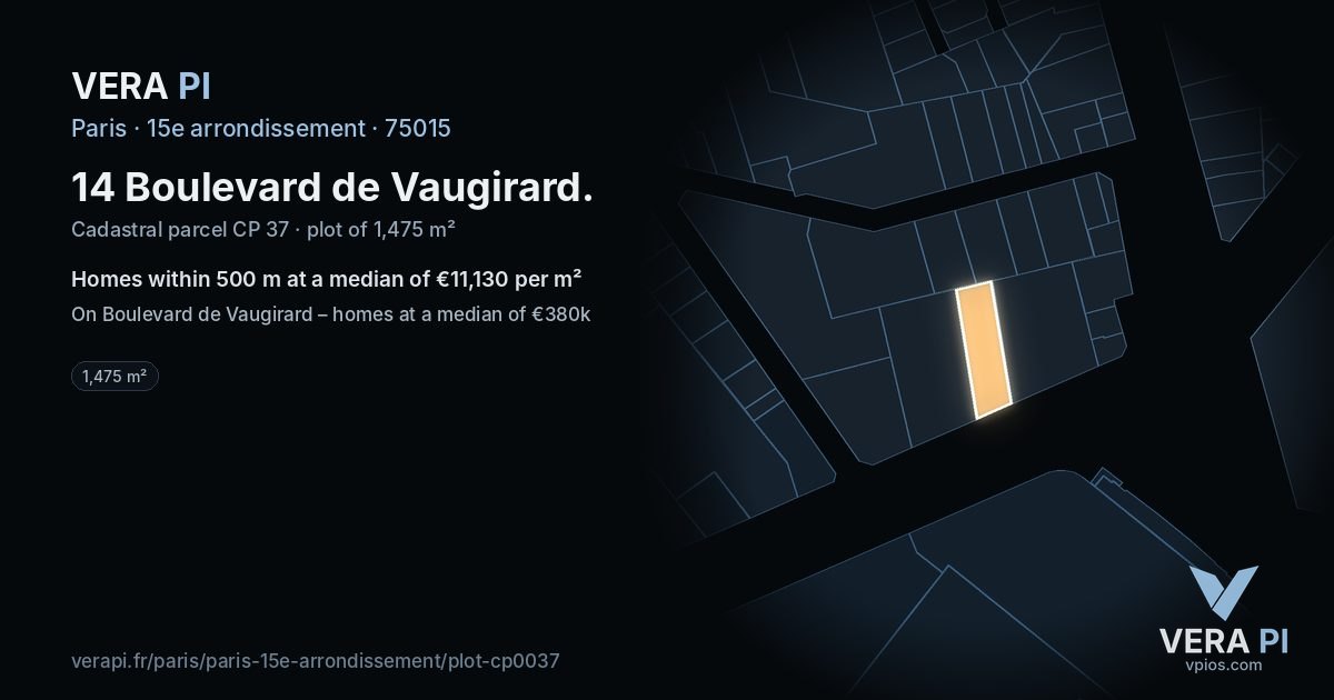 14 Boulevard de Vaugirard, 15e arrondissement at night – the plot lit, the parcels around coloured by the prices near them