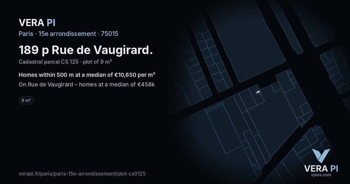 189 p Rue de Vaugirard, 15e arrondissement at night – the plot lit, the parcels around coloured by the prices near them