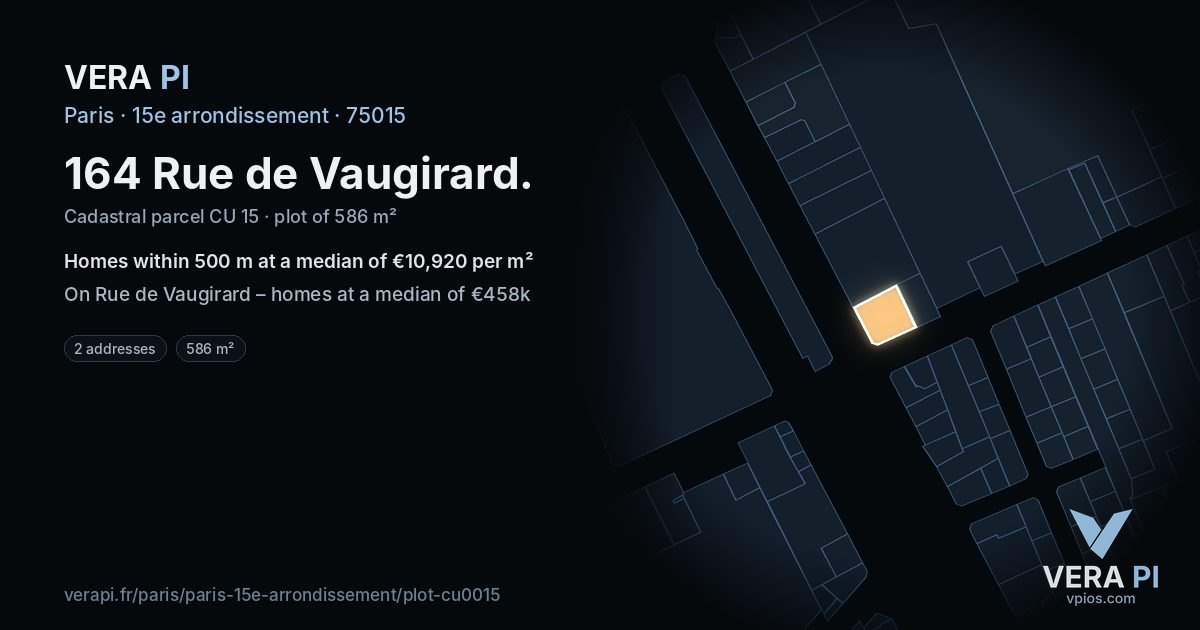 164 Rue de Vaugirard, 15e arrondissement at night – the plot lit, the parcels around coloured by the prices near them