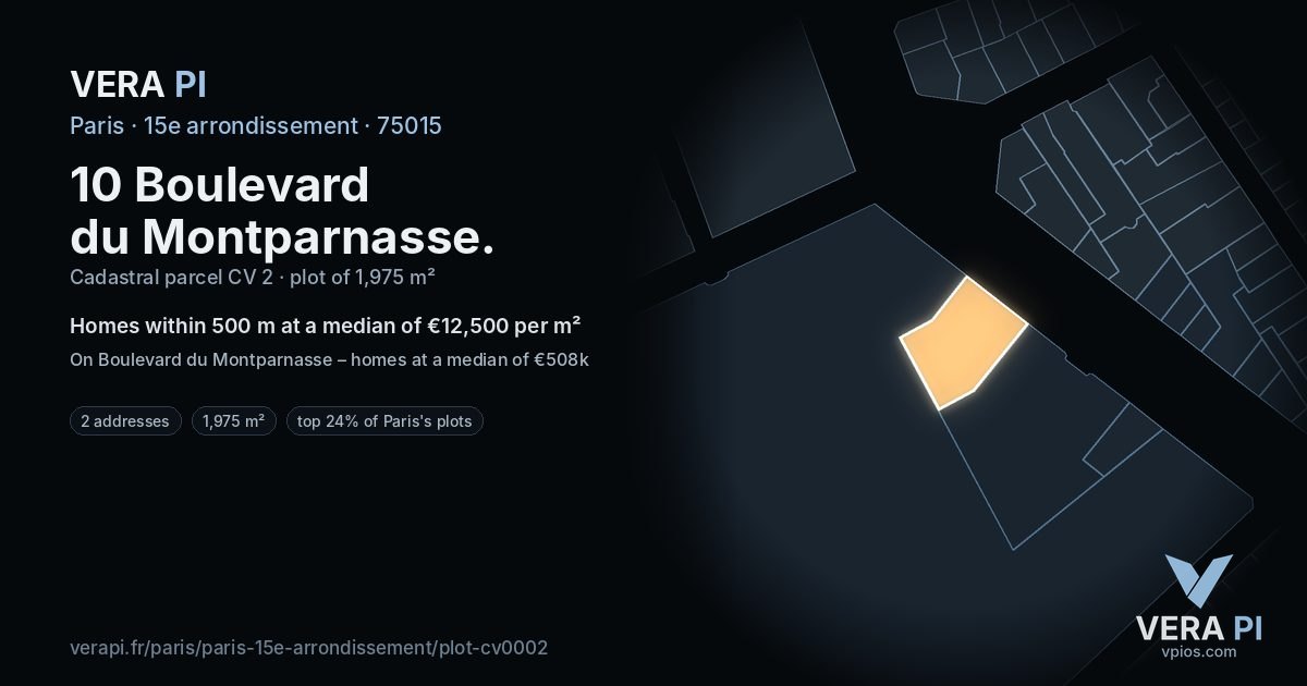 10 Boulevard du Montparnasse, 15e arrondissement at night – the plot lit, the parcels around coloured by the prices near them