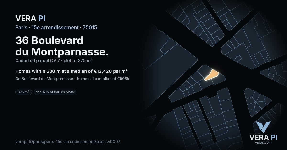 36 Boulevard du Montparnasse, 15e arrondissement at night – the plot lit, the parcels around coloured by the prices near them