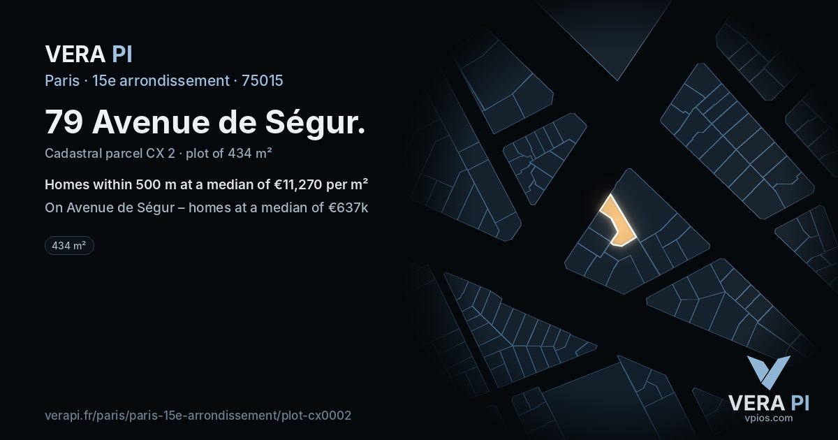 79 Avenue de Ségur, 15e arrondissement at night – the plot lit, the parcels around coloured by the prices near them
