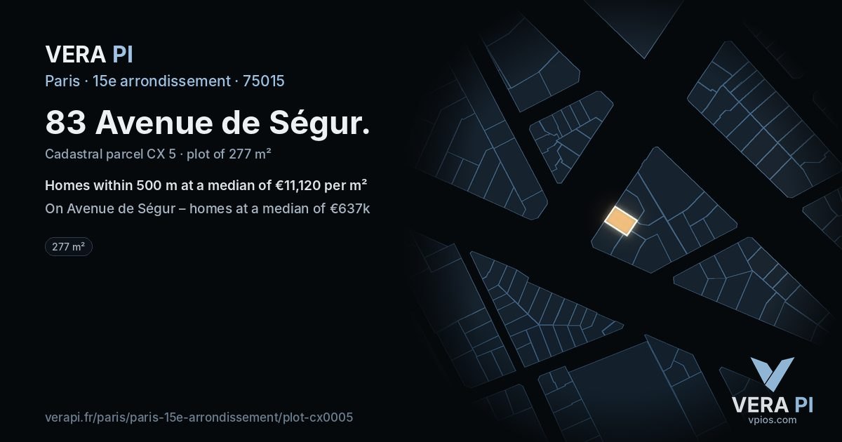 83 Avenue de Ségur, 15e arrondissement at night – the plot lit, the parcels around coloured by the prices near them