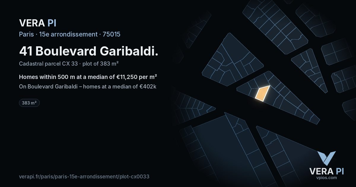 41 Boulevard Garibaldi, 15e arrondissement at night – the plot lit, the parcels around coloured by the prices near them