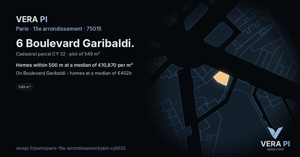 6 Boulevard Garibaldi, 15e arrondissement at night – the plot lit, the parcels around coloured by the prices near them