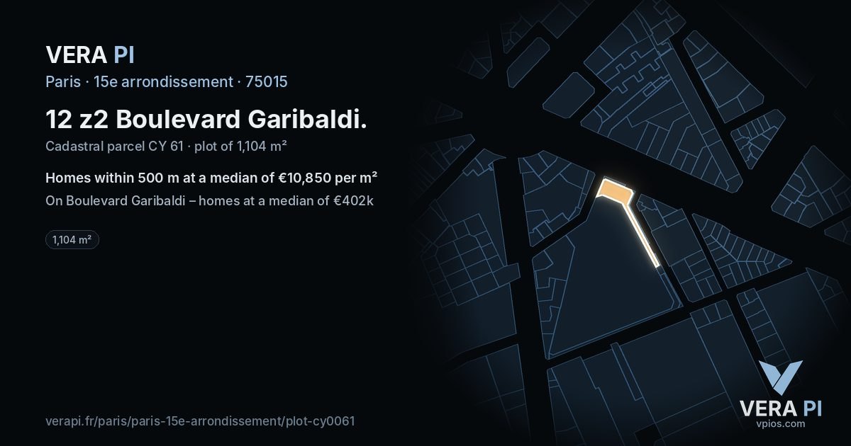 12 z2 Boulevard Garibaldi, 15e arrondissement at night – the plot lit, the parcels around coloured by the prices near them