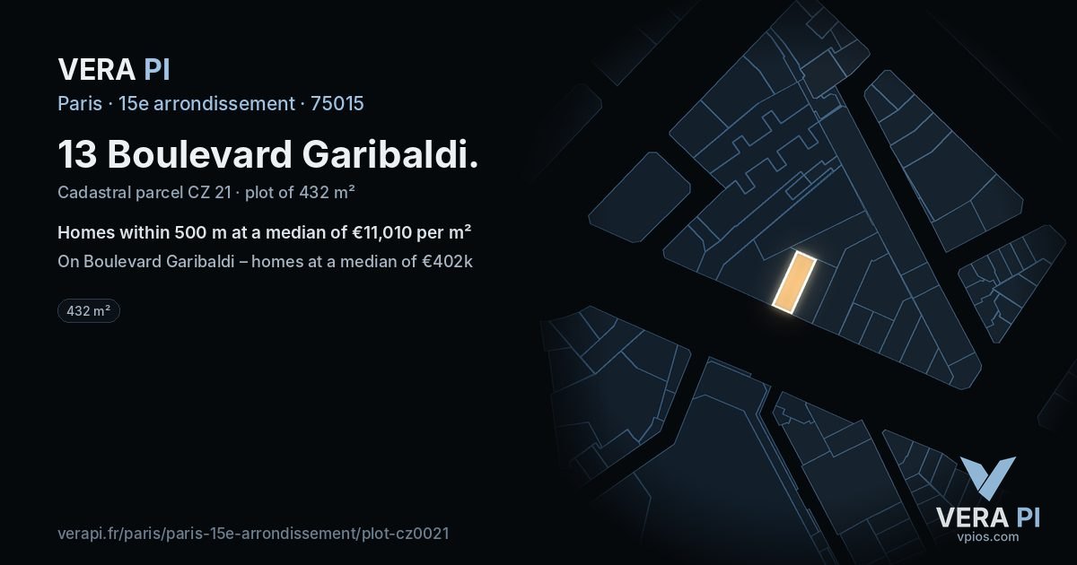 13 Boulevard Garibaldi, 15e arrondissement at night – the plot lit, the parcels around coloured by the prices near them