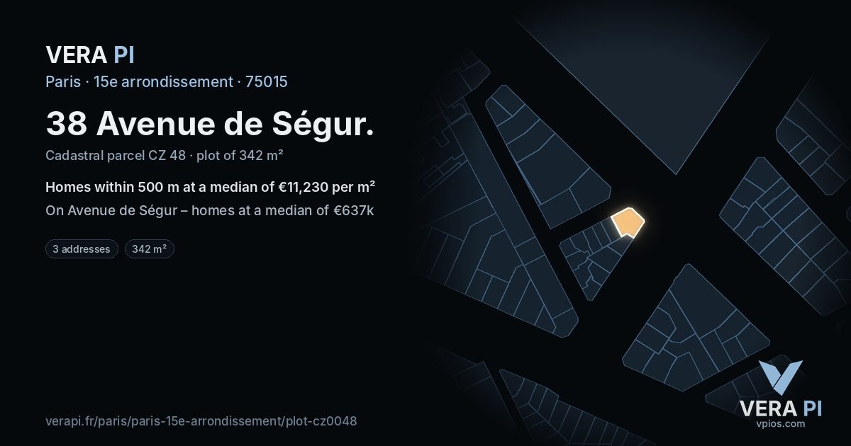 38 Avenue de Ségur, 15e arrondissement at night – the plot lit, the parcels around coloured by the prices near them