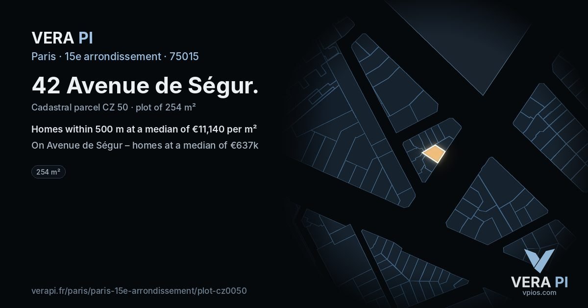 42 Avenue de Ségur, 15e arrondissement at night – the plot lit, the parcels around coloured by the prices near them