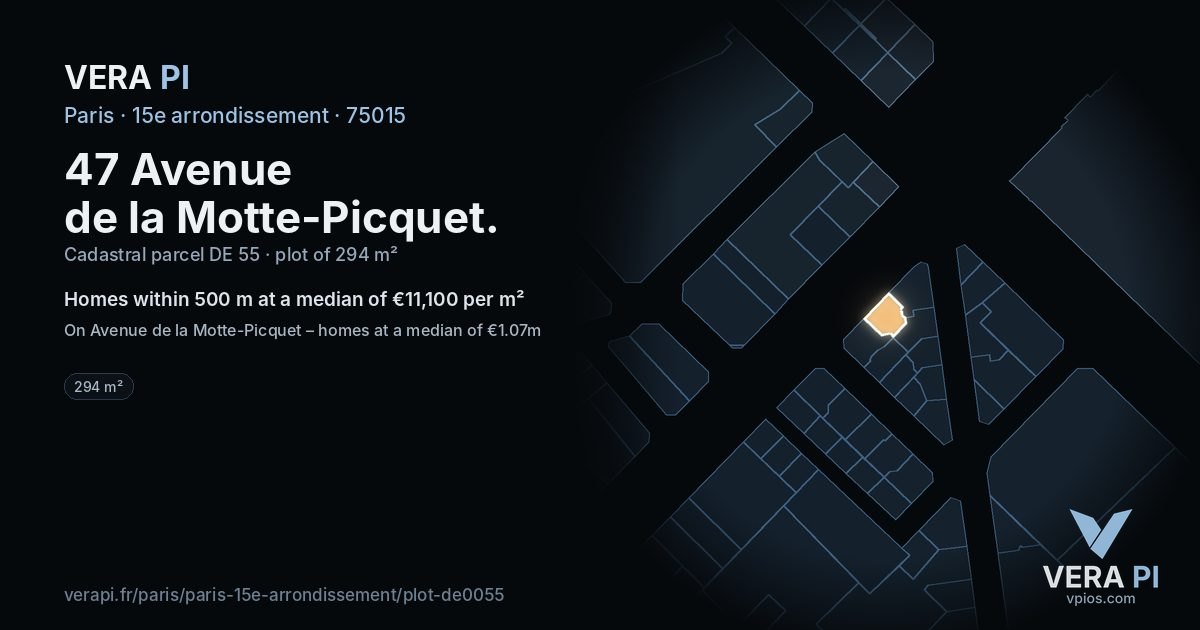 47 Avenue de la Motte-Picquet, 15e arrondissement at night – the plot lit, the parcels around coloured by the prices near them