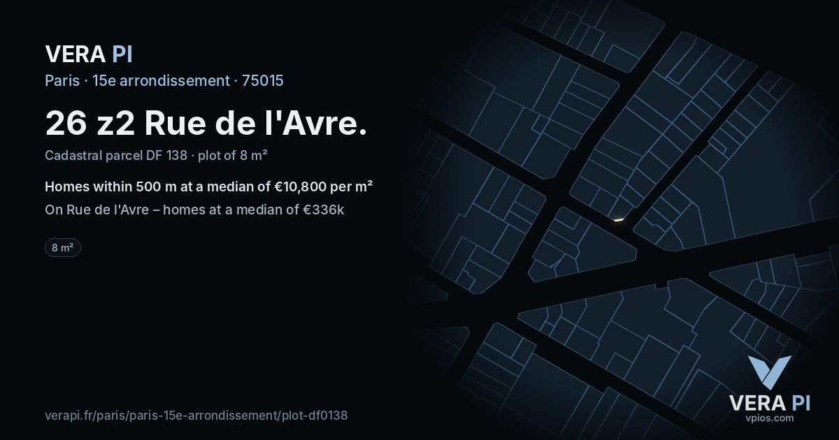 26 z2 Rue de l'Avre, 15e arrondissement at night – the plot lit, the parcels around coloured by the prices near them
