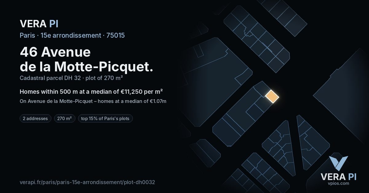 46 Avenue de la Motte-Picquet, 15e arrondissement at night – the plot lit, the parcels around coloured by the prices near them