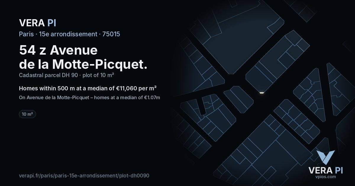 54 z Avenue de la Motte-Picquet, 15e arrondissement at night – the plot lit, the parcels around coloured by the prices near them