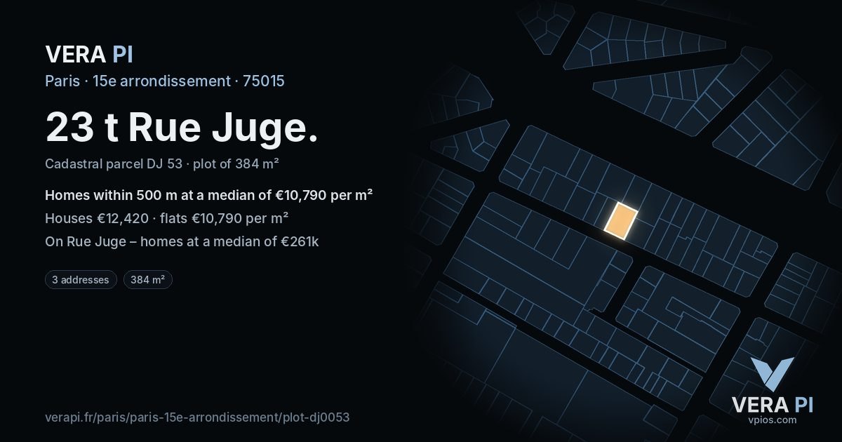 23 t Rue Juge, 15e arrondissement at night – the plot lit, the parcels around coloured by the prices near them