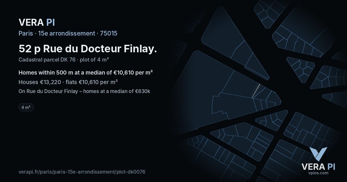 52 p Rue du Docteur Finlay, 15e arrondissement at night – the plot lit, the parcels around coloured by the prices near them