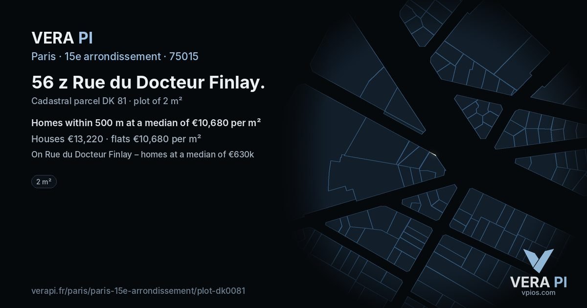 56 z Rue du Docteur Finlay, 15e arrondissement at night – the plot lit, the parcels around coloured by the prices near them