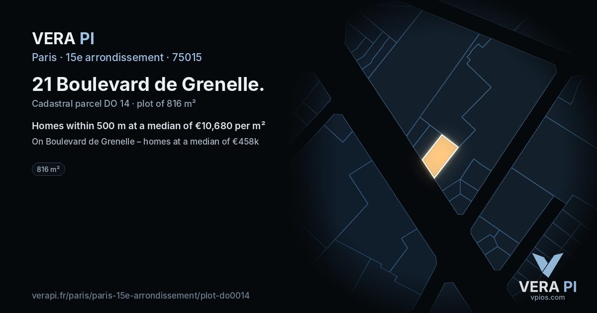 21 Boulevard de Grenelle, 15e arrondissement at night – the plot lit, the parcels around coloured by the prices near them