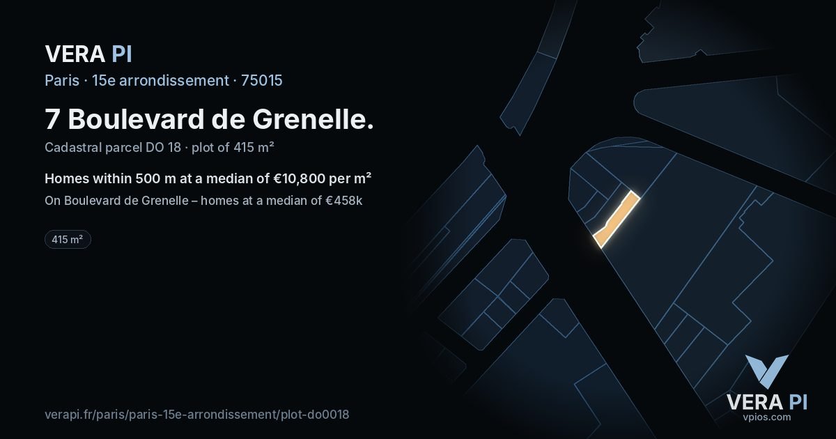 7 Boulevard de Grenelle, 15e arrondissement at night – the plot lit, the parcels around coloured by the prices near them