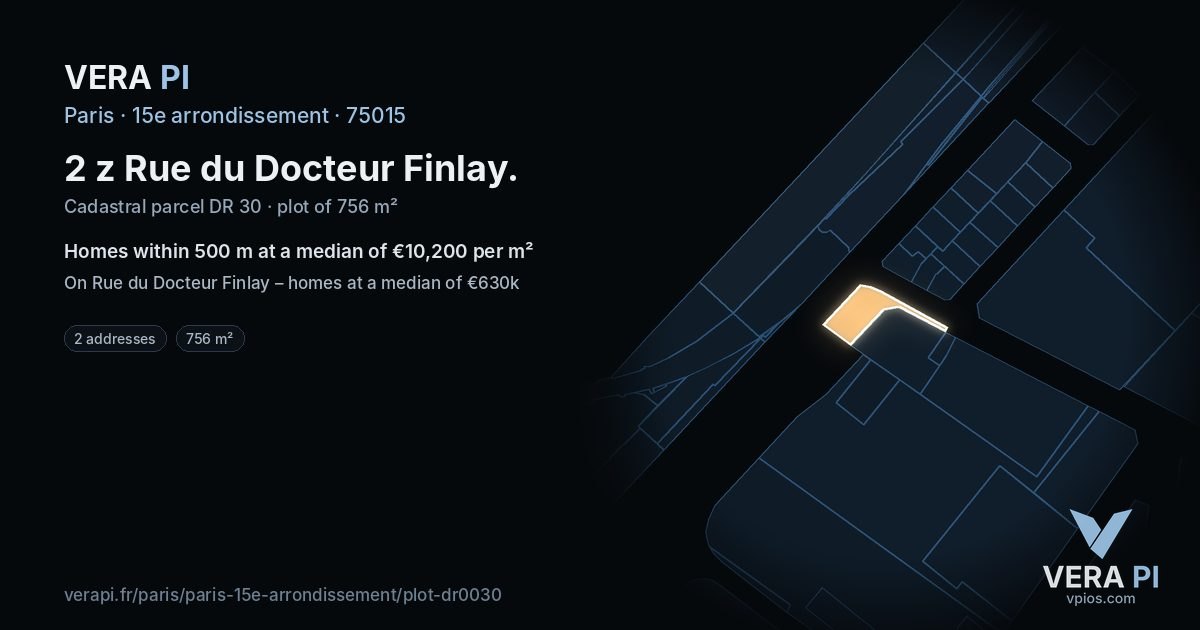 2 z Rue du Docteur Finlay, 15e arrondissement at night – the plot lit, the parcels around coloured by the prices near them