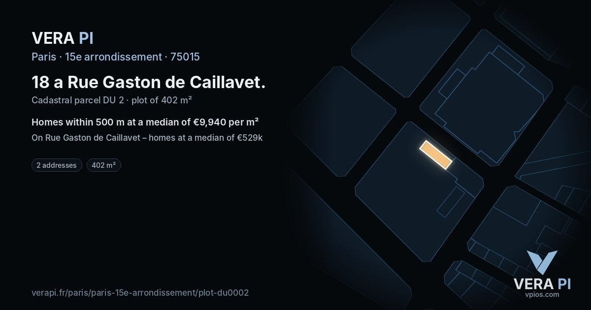 18 a Rue Gaston de Caillavet, 15e arrondissement at night – the plot lit, the parcels around coloured by the prices near them