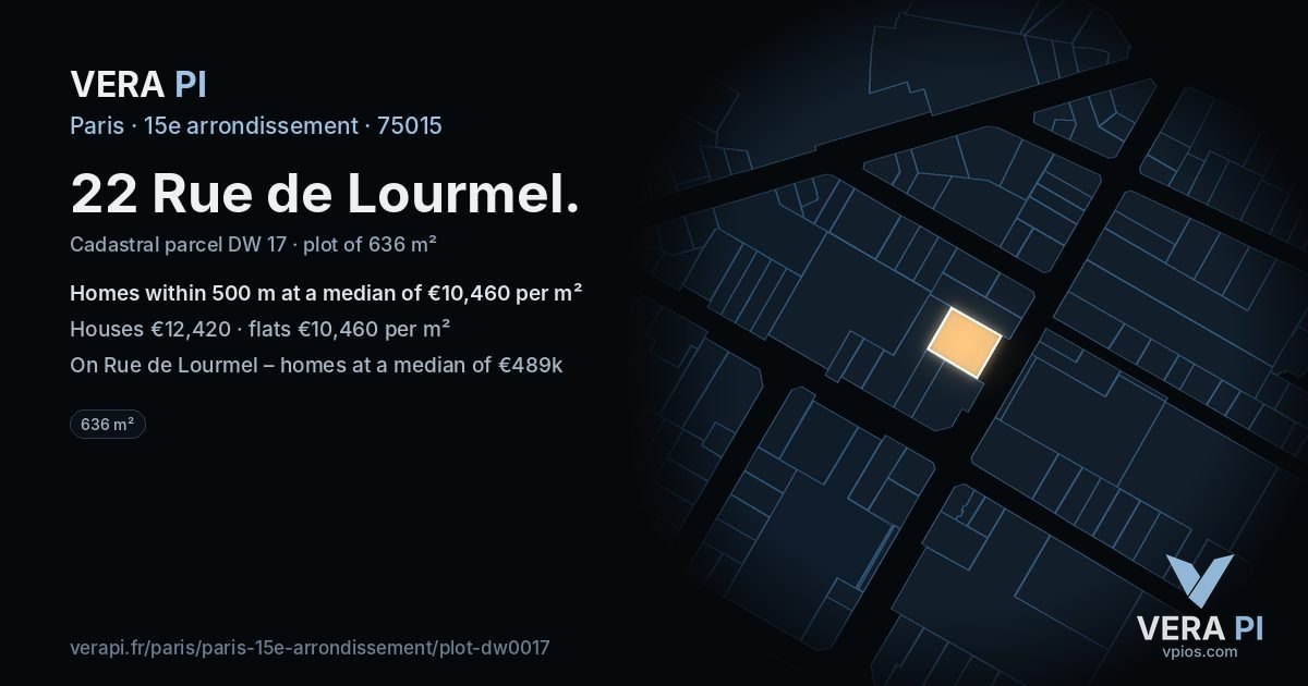 22 Rue de Lourmel, 15e arrondissement at night – the plot lit, the parcels around coloured by the prices near them
