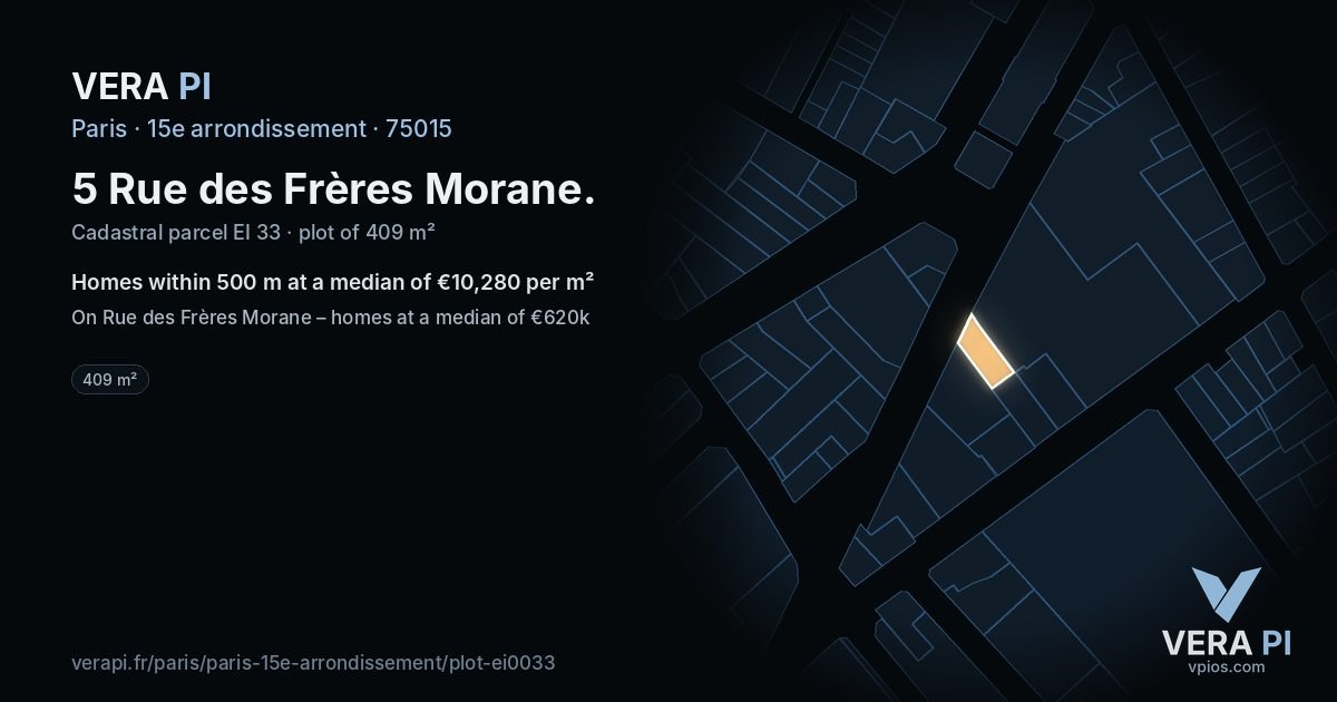 5 Rue des Frères Morane, 15e arrondissement at night – the plot lit, the parcels around coloured by the prices near them