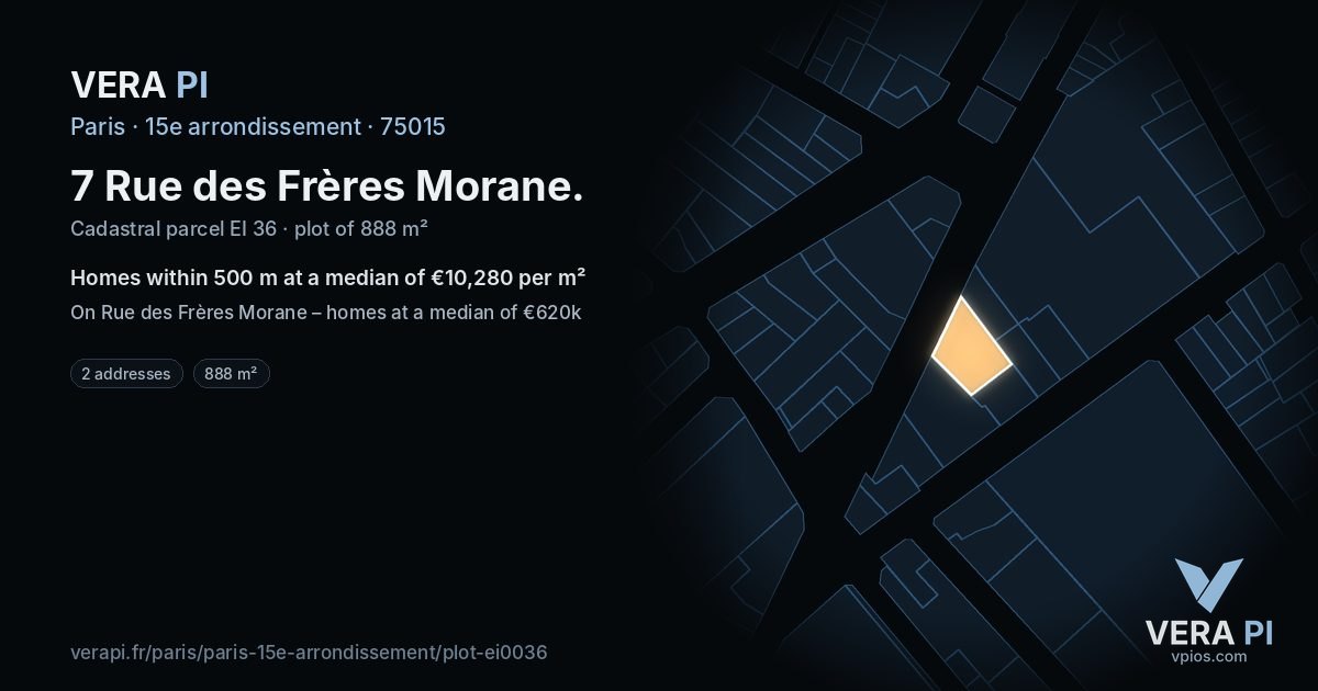 7 Rue des Frères Morane, 15e arrondissement at night – the plot lit, the parcels around coloured by the prices near them