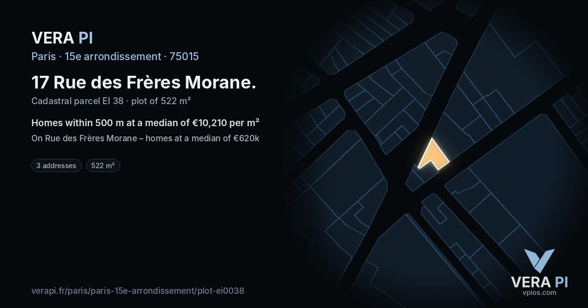 17 Rue des Frères Morane, 15e arrondissement at night – the plot lit, the parcels around coloured by the prices near them