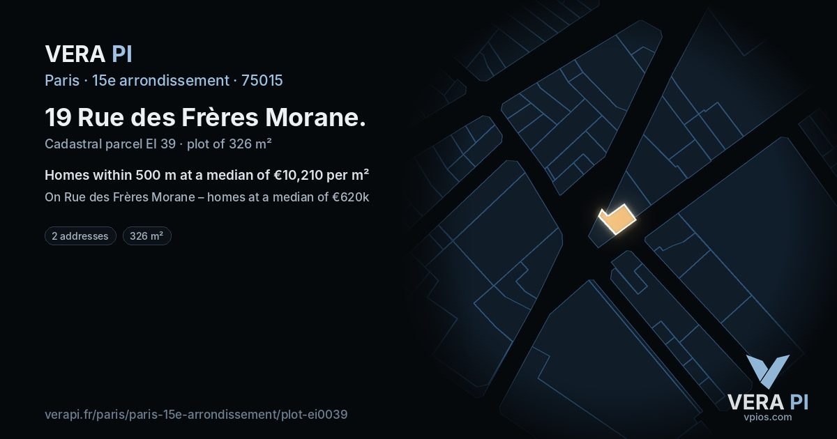 19 Rue des Frères Morane, 15e arrondissement at night – the plot lit, the parcels around coloured by the prices near them