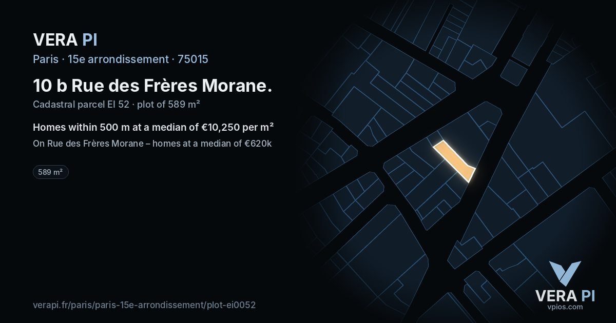 10 b Rue des Frères Morane, 15e arrondissement at night – the plot lit, the parcels around coloured by the prices near them
