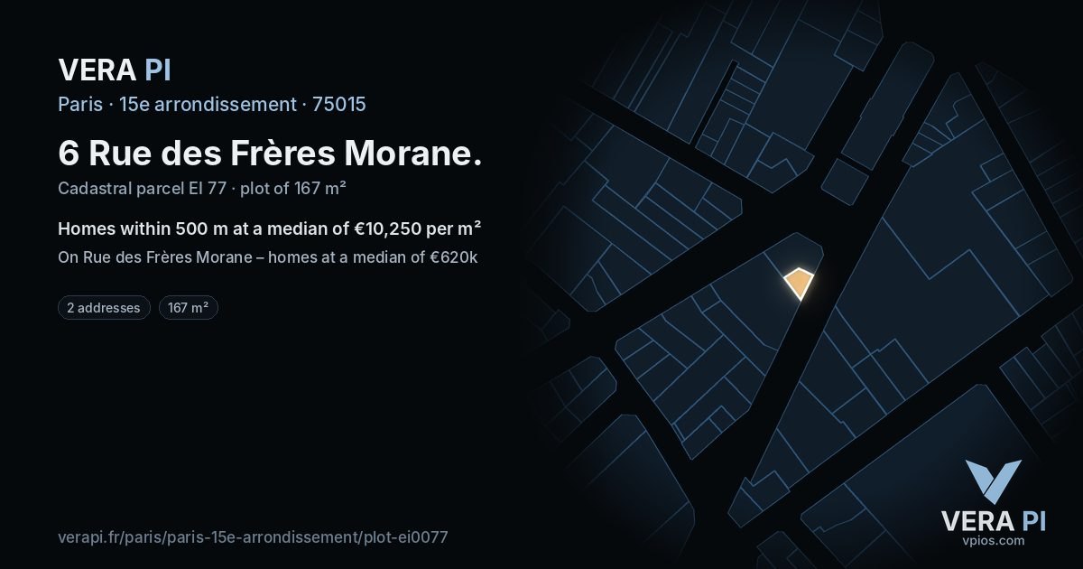 6 Rue des Frères Morane, 15e arrondissement at night – the plot lit, the parcels around coloured by the prices near them