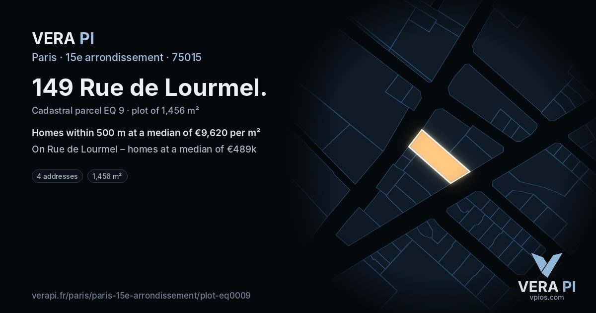 149 Rue de Lourmel, 15e arrondissement at night – the plot lit, the parcels around coloured by the prices near them