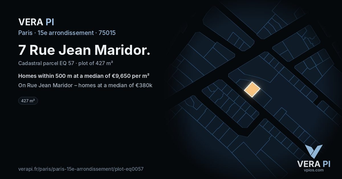 7 Rue Jean Maridor, 15e arrondissement at night – the plot lit, the parcels around coloured by the prices near them
