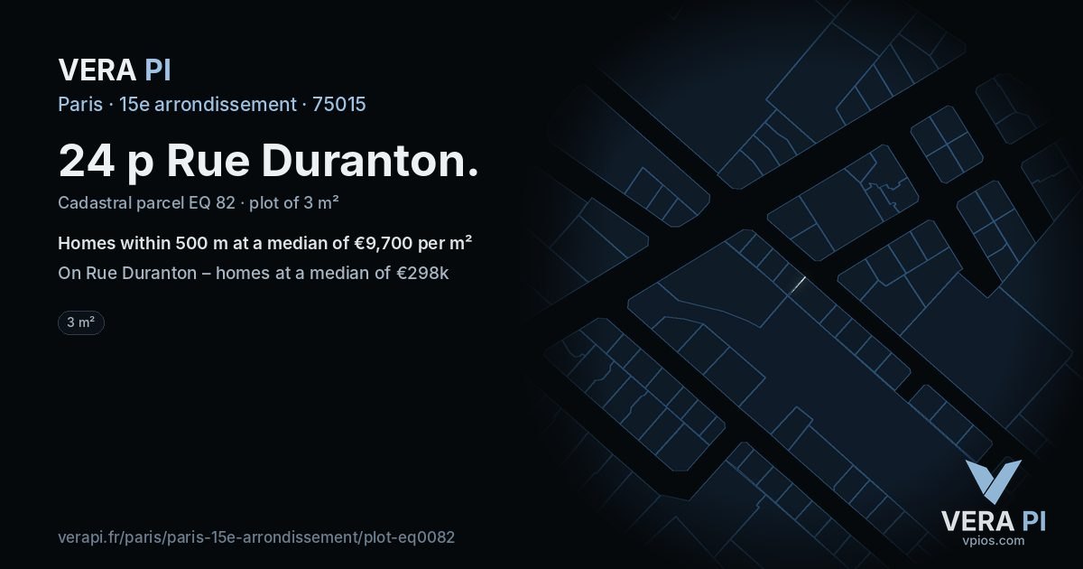24 p Rue Duranton, 15e arrondissement at night – the plot lit, the parcels around coloured by the prices near them