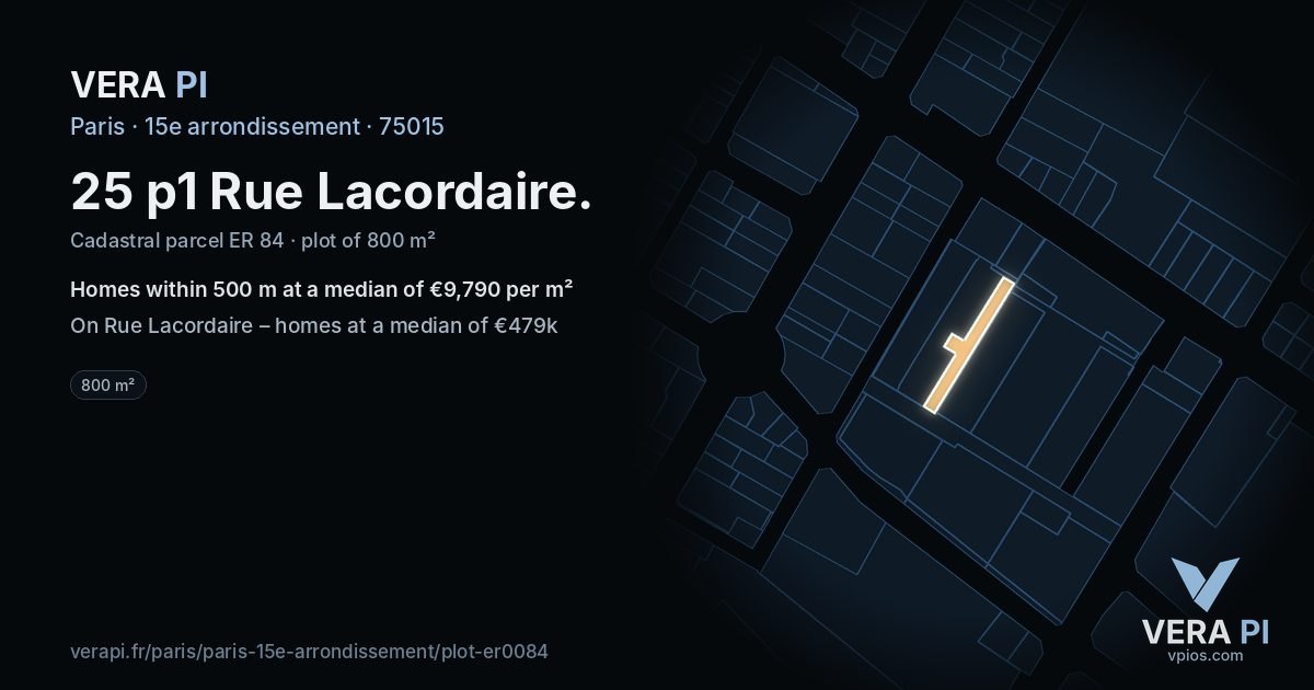 25 p1 Rue Lacordaire, 15e arrondissement at night – the plot lit, the parcels around coloured by the prices near them