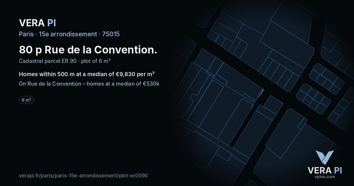 80 p Rue de la Convention, 15e arrondissement at night – the plot lit, the parcels around coloured by the prices near them