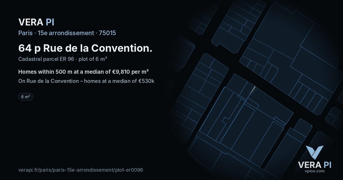 64 p Rue de la Convention, 15e arrondissement at night – the plot lit, the parcels around coloured by the prices near them